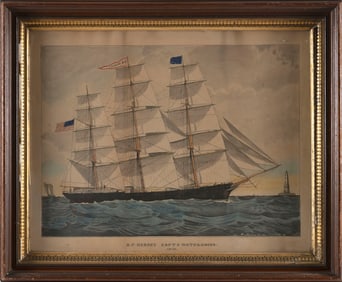 PAINTING OF THE "S.F. HERSEY" Early Fourth Quarter of the 19th Century Mixed media on paper, 18.5" x