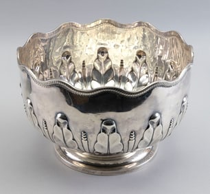 VICTORIAN STERLING SILVER PUNCH BOWL BY SIBRAY, HALL & CO. Sheffield, England, Late 19th Century