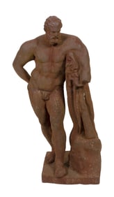 CAST IRON GARDEN STATUE AFTER THE FARNESE HERCULES 20th Century Height 33". Width 17". Depth 12".