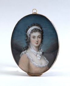 PORTRAIT MINIATURE OF A LADY ATTRIBUTED TO ANTOINE VESTIER (1740-1824) France, Late 18th Century