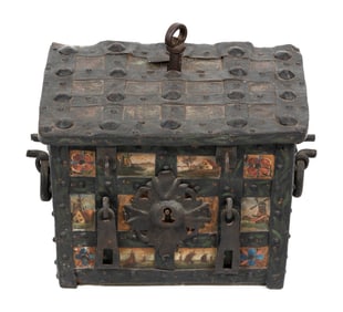 SPANISH ARMADA CHEST Early 18th Century Height 13.5". Width 18". Depth 13.5".
