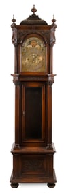 J.J. ELLIOTT GRANDFATHER CLOCK London, Early 20th Century Height 104". Width 25". Depth 17".
