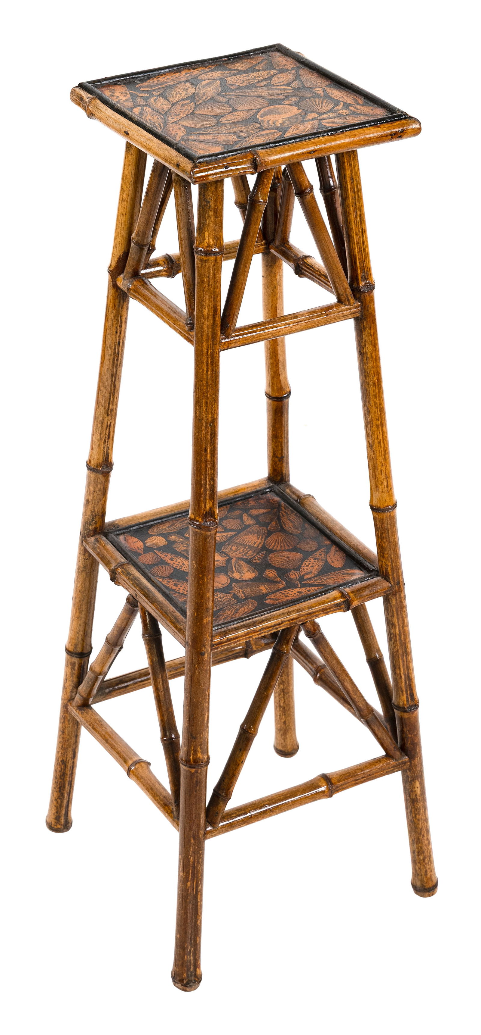 ENGLISH SCORCHED BAMBOO PLANT STAND Late 19th Century Height 35.5". (1 of 2)