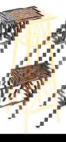 ENGLISH SCORCHED BAMBOO PLANT STAND Late 19th Century Height 35.5".: ENGLISH SCORCHED BAMBOO PLANT STANDLate 19th CenturyWith shell decoupage.Height 35.5".