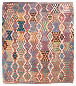 KILIM RUG: 8'1" X 9'6" 21st Century