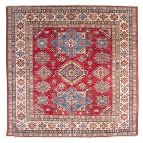 KAZAK DESIGN RUG: 6'1" X 6'1" 21st Century