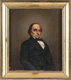 AMERICAN SCHOOL (19th Century,), Portrait of Daniel Webster., Oil on canvas, 14" x 12". Framed 17.5"