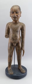 FOLK ART CARVED WOODEN FIGURE OF A MAN 18th/19th Century Height 28".