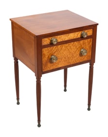 FEDERAL TWO-DRAWER WORK TABLE America, 19th Century Height 31.25". Width 21.5". Depth 17".