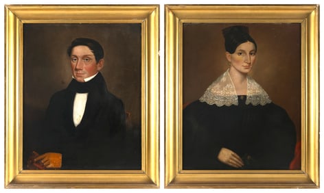 JONAS WELCH HOLMAN (Maine/Massachusetts, 1809-1888), Pair of portraits.