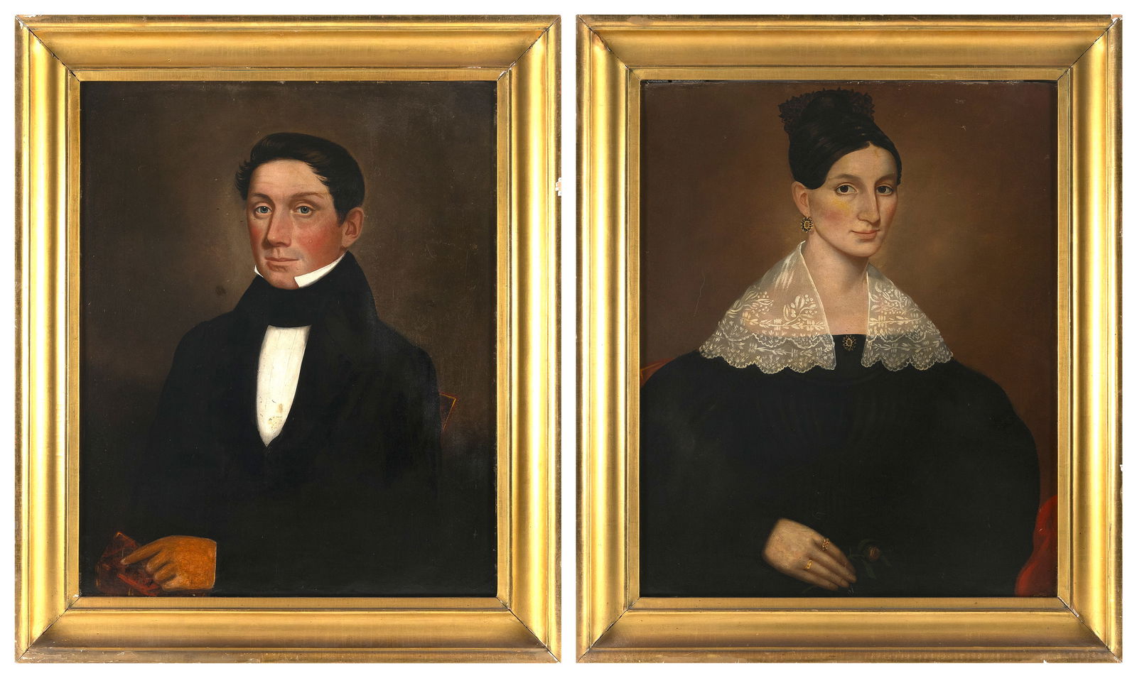 JONAS WELCH HOLMAN (Maine/Massachusetts, 1809-1888), Pair of portraits. (1 of 5)