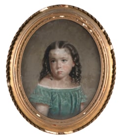AMERICAN SCHOOL (19th Century,), Half-length portrait of a young girl, identified as Charlotte Ann