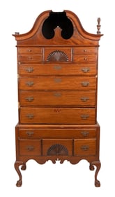 BONNET-TOP HIGHBOY Late 19th Century Height 81". Width 38". Depth 20".