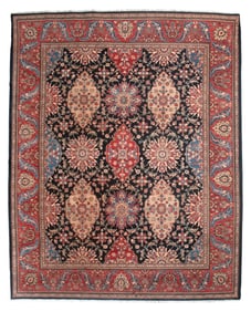 PESHAWAR RUG IN PERSIAN DESIGN: 7'10" X 9'10" Early 20th Century