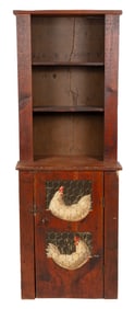 TOM ROSE PAINT-DECORATED STEP-BACK CUPBOARD Hadlyme, Connecticut, Contemporary Height 76.25". Width