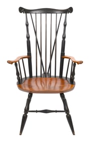 WARREN CHAIR WORKS BRACE-BACK WINDSOR ARMCHAIR Warren, Rhode Island, 20th Century Back height 46".