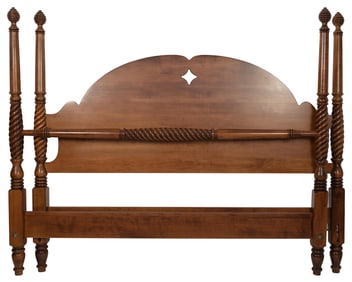 ETHAN ALLEN CHERRY KING-SIZE BED Late 20th Century Height 69". Width across bolts 80". Includes