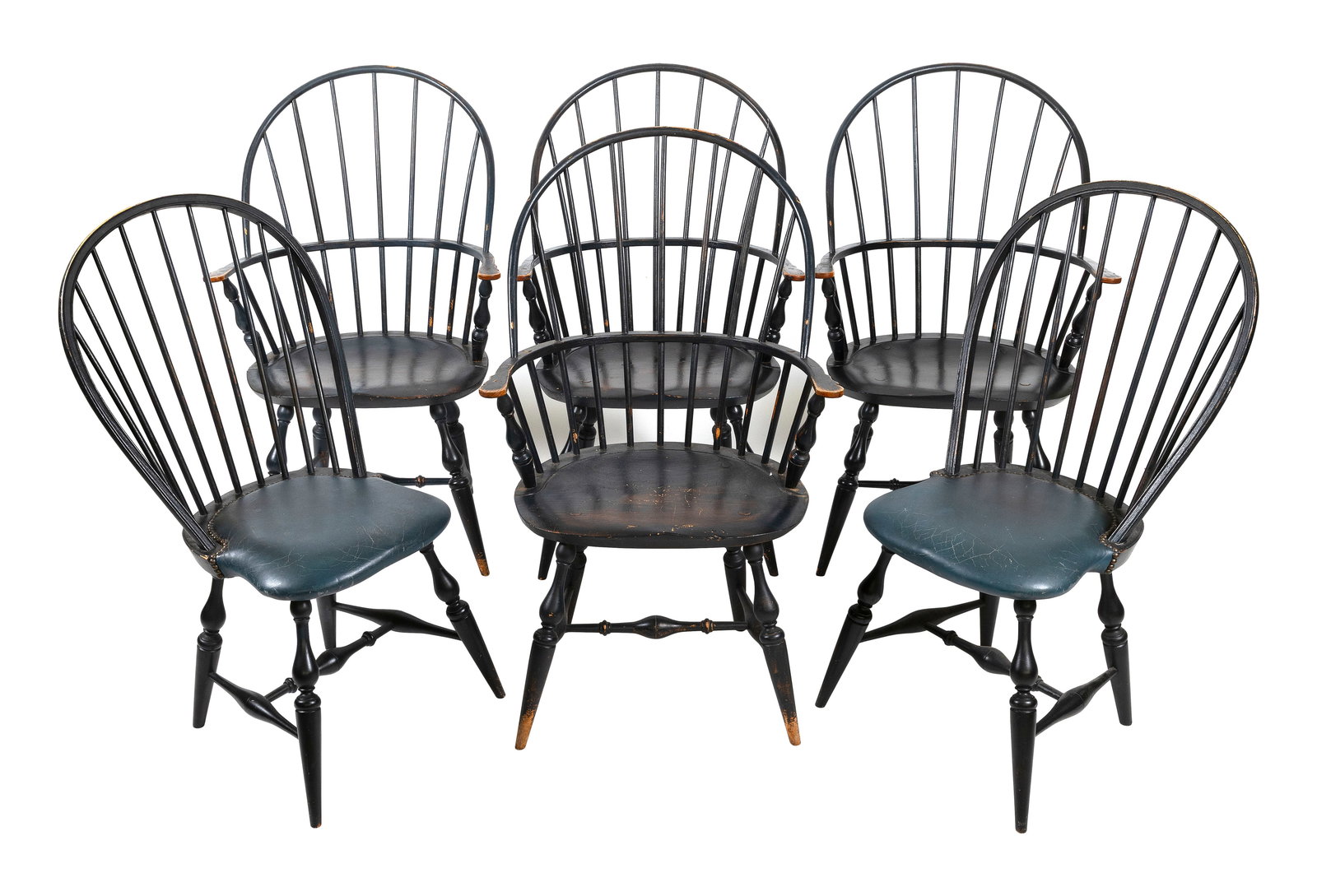 SET OF SIX WARREN CHAIR WORKS WINDSOR CHAIRS Warren, Rhode Island, 20th Century Back heights 41". (1 of 7)