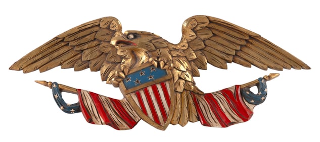 BOSTON ARTISTIC CARVING COMPANY EAGLE PLAQUE 20th Century Length 31".