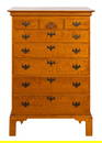 ELDRED WHEELER TIGER MAPLE TALL CHEST Massachusetts, 20th Century Height 54". Width 37". Depth