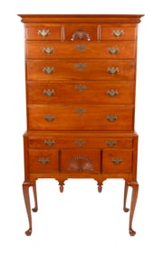 ELDRED WHEELER CHERRY HIGHBOY Massachusetts, 20th Century Height 69.5". Width 36". Depth 19".