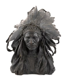 ADOLPH ALEXANDER WEINMAN (New York/Germany, 1870-1952), "Chief Black Bird, Ogalalla Sioux"., Bronze,