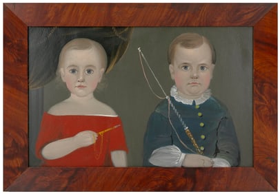ATTRIBUTED TO WILLIAM MATTHEW PRIOR (Massachusetts/Maine, 1806-1873), Portrait of two children, Oil