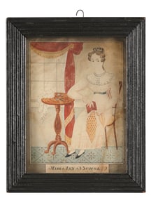 THOMAS MACDONALD (Canada/Scotland, 1784/1785-1862), "Miss Ann Nichol" with a book and her mending.,