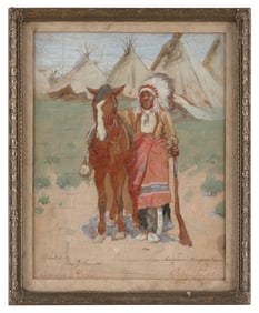JOHN HAUSER (Ohio, 1859-1913), "Comrades of Plains"., Watercolor and gouache on paper, 12" x 9"