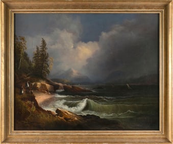 ATTRIBUTED TO ALVAN FISHER (Massachusetts, 1792-1863), Figures looking out over a dramatic