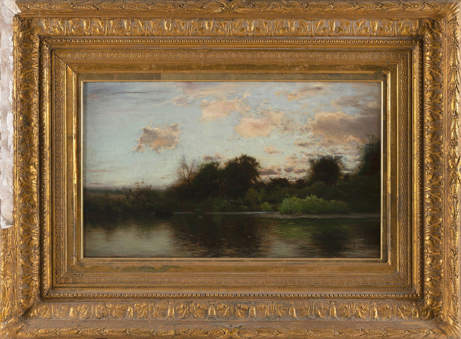 ARTHUR PARTON (New York/Pennsylvania/United Kingdom, 1842-1914), "Before the Day's End"., Oil on: ARTHUR PARTONNew York/Pennsylvania/United Kingdom, 1842-1914"Before the Day's End". Signed lower right "Arthur Parton". Titled verso.Oil on canvas, 14" x 24". Framed 26.5" x 36.5".