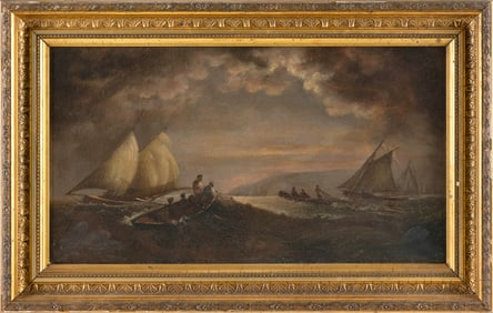 ATTRIBUTED TO LEMUEL D. ELDRED (Massachusetts, 1848-1921), "Fishing for Sardines off Sandy Hook".,
