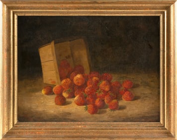 BRYANT CHAPIN (Massachusetts, 1859-1927), Still life of strawberries., Oil on canvas.