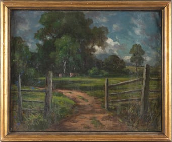 ELIOT CANDEE CLARK (New York/Virginia/Europe, 1883-1890), Rural Kent landscape., Oil on canvas, 24"