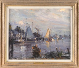 ROBERT CHARLES GRUPPE (Massachusetts, 1944-), "Pirate's Lane towards Rocky Neck"., Oil on canvas,