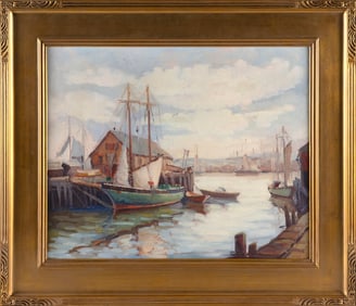 ARTHUR NORMAN DAVIS (Massachusetts, 1904-1999), Low Tide, Gloucester, Massachusetts., Oil on canvas