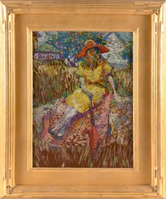 YARNALL ABBOTT (Pennsylvania/Massachusetts, 1870-1938), "Girl with Umbrella"., Oil on board, 16" x