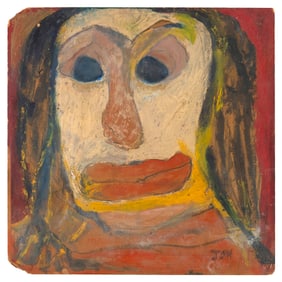 JON SERL (California, 1899-1993), Portrait., Oil on board, 18" x 18". Unframed.