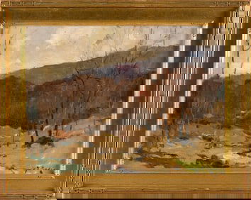 CHAUNCEY FOSTER RYDER (New York/New Hampshire, 1868-1949), "Autumn Mt. Monadnock, N.H."., Oil on