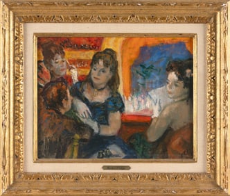 ROBERT PHILIPP (New York, 1895-1981), "Friends at the Theater Chatting"., Oil on canvas, 11" x 14".