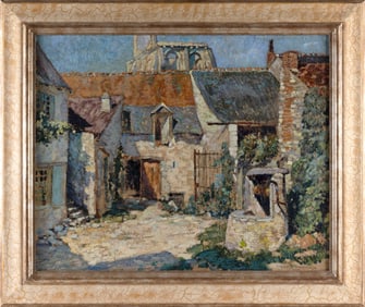 HARRY B. LACHMAN (Illinois/California, 1886-1975), Stone well in a courtyard., Oil on canvas, 26" x