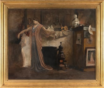 BENJAMIN HARRY DAY, JR. (New York/Kansas, 1838-1916), Artist's studio., Oil on canvas, 28.5" x 36".