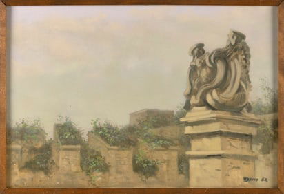 ROBERT R. BLISS (Massachusetts, 1925-1981), "The Castle - Malta"., Oil on masonite, 16" x 24".