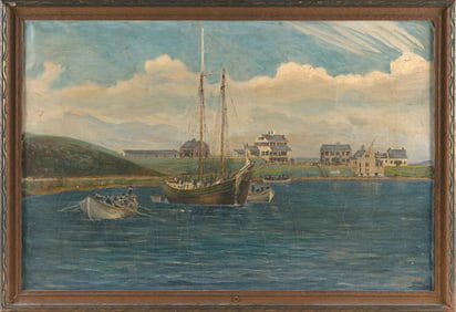 FRANKLIN LEWIS GIFFORD (Massachusetts, 1854-1936), Schooner moored off Woods Hole, Cape Cod,