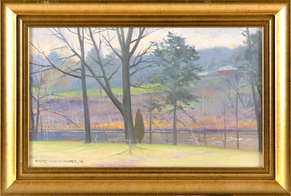 ROBERT DOUGLAS HUNTER (Massachusetts, 1928-2014), "Late March"., Oil on canvas, 12" x 20". Framed