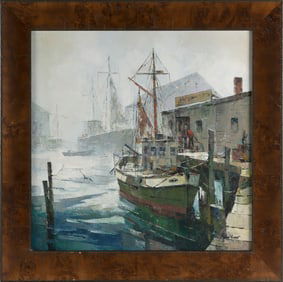 JOHN CUTHBERT HARE (Massachusetts/Florida, 1908-1978), "Clearing Fog"., Oil on board, 20" x 20".