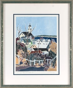 KATHRYN LEE SMITH (Massachusetts, 1953-), "View from Monument Hill #6"., White-line woodblock print,