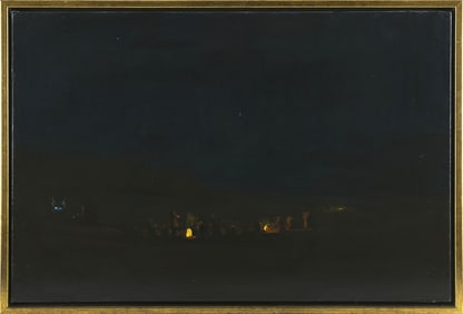 PATRICK WEBB (Massachusetts, 1955-), "Family Gathering"., Oil on canvas, 22" x 34". Framed 26" x