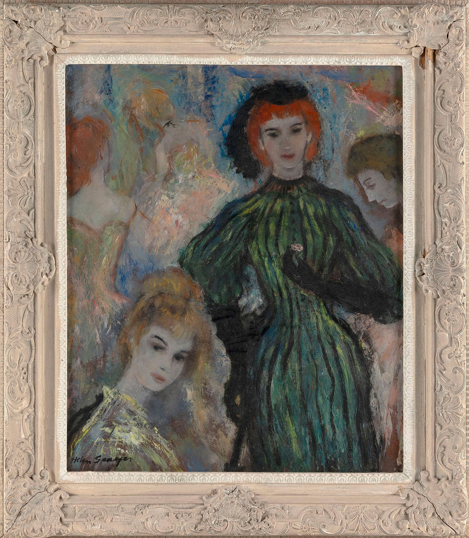 HELEN ALTON FARNSWORTH SAWYER (Massachusetts/Florida/Washington, D.C., 1900-1999), A soiree., Oil on (1 of 2)