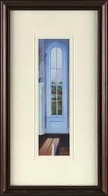 JOHN M. STANDISH (Massachusetts, 1949-), View through an arched window., Egg tempera on panel, 13" x